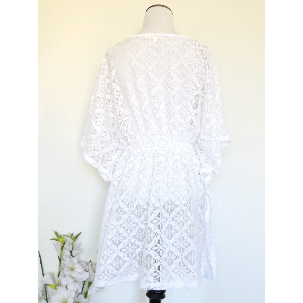 NEW! Miken Swim Crochet Lace Swimsuit Cover Up Pullover White SZ XL - Picture 4 of 7
